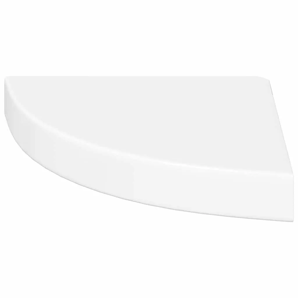 Floating Corner Wall Shelves White High Gloss Display Storage 25x25x3.8cm Set
