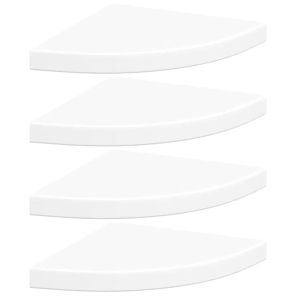 Corner Shelves Floating White 35x35x3.8cm Set of 4 Invisible Mounting System Wall Display Ledge