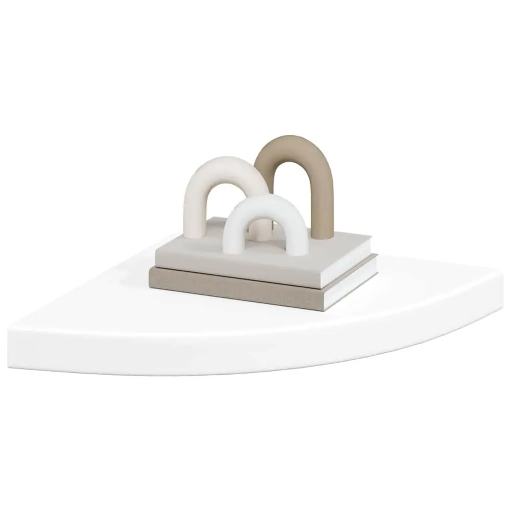 Corner Shelves Floating White 35x35x3.8cm Set of 4 Invisible Mounting System Wall Display Ledge