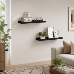 Black Floating Shelves for Wall Display 40x9x3 cm