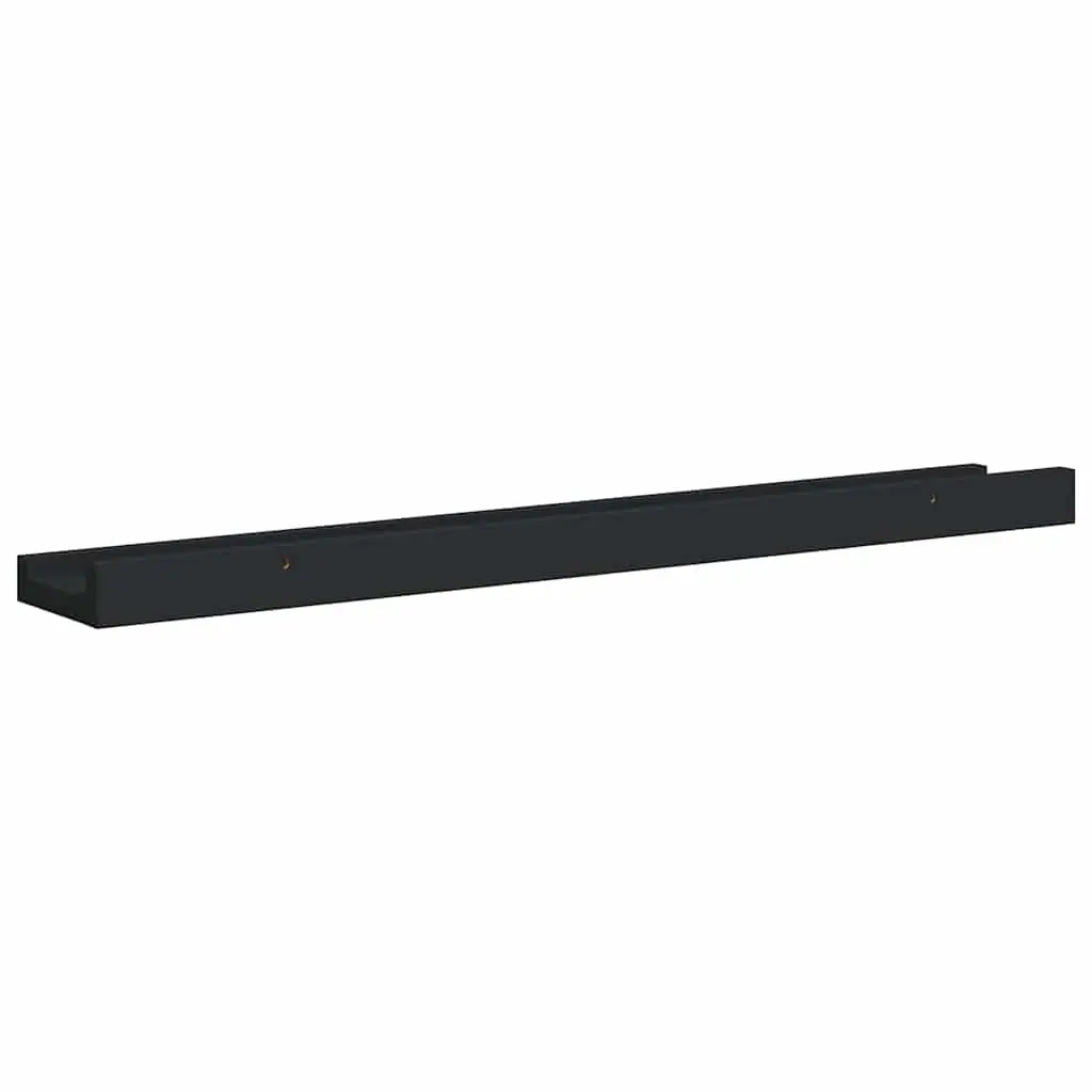 Picture Frame Ledge Shelves MDF Wall Mounted Black 60x9x3cm 2 Piece