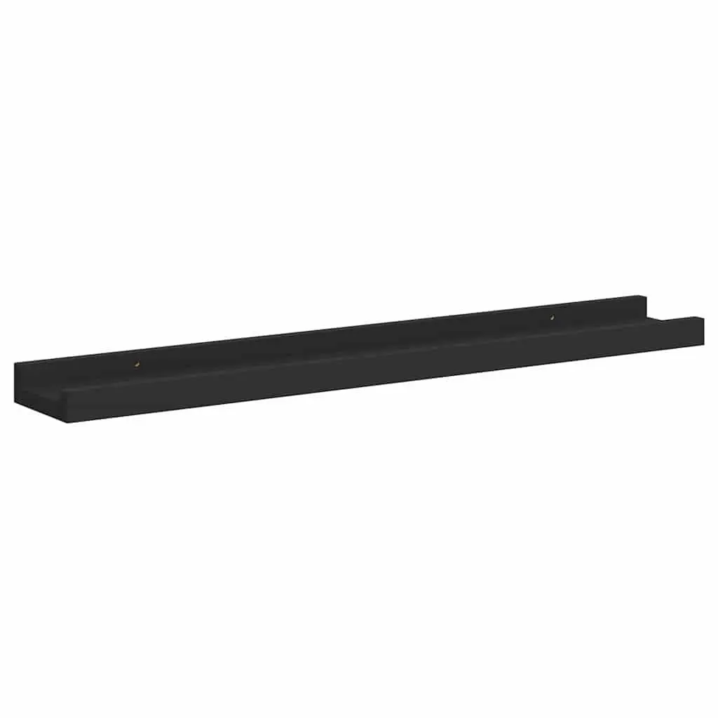 Picture Frame Ledge Shelves MDF Wall Mounted Black 60x9x3cm 2 Piece