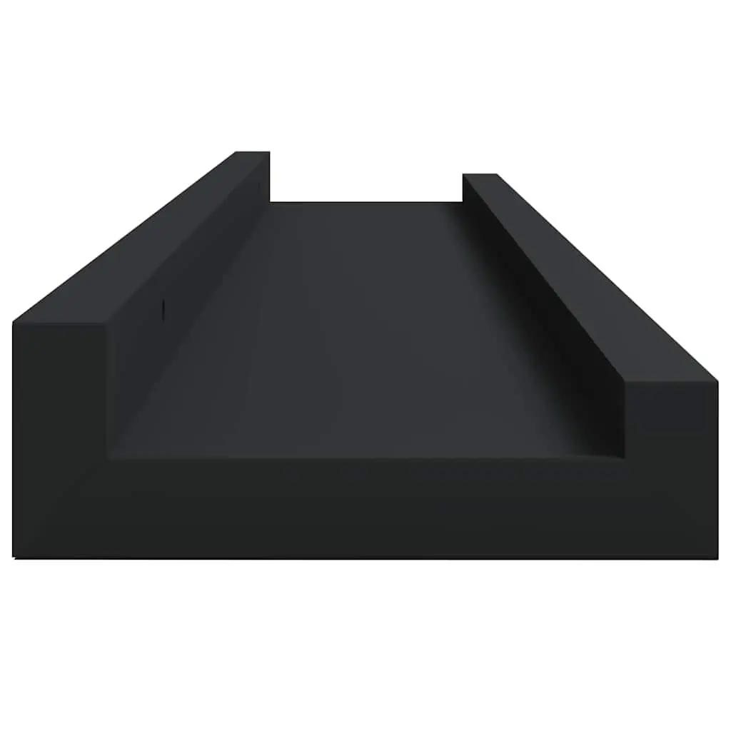 Picture Frame Ledge Shelves MDF Wall Mounted Black 60x9x3cm 2 Piece
