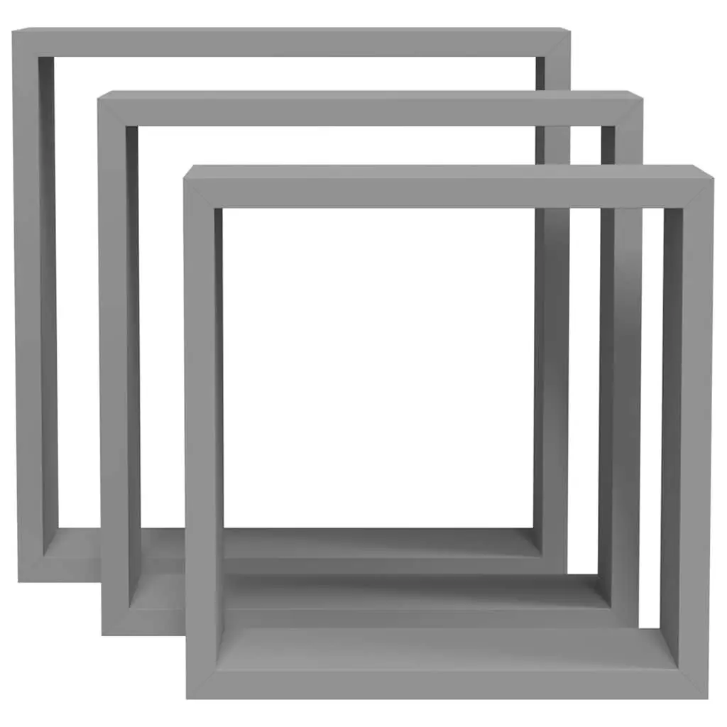Wall Cube Shelves MDF Grey 3 Piece Storage Organiser Display Floating Corner Unit