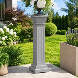 Practical Grey Pillar Plant Stand for Various Spaces