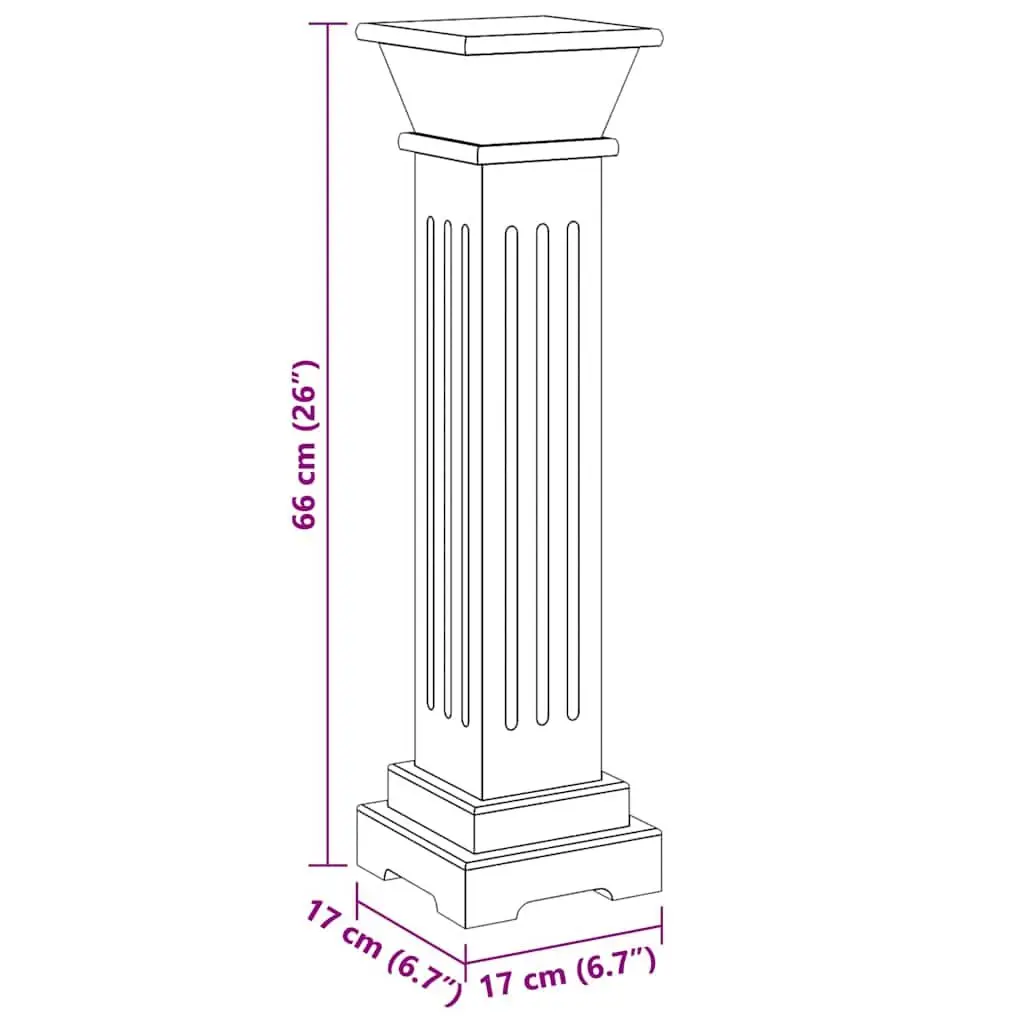 Square Pillar Plant Stand MDF 17 x 17 x 66 cm Black