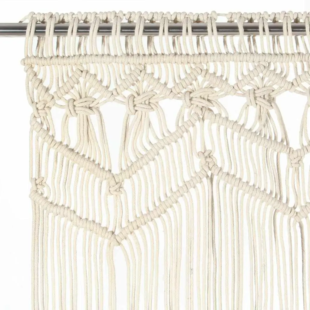 Macrame String Curtain Cotton 140x240 cm Cream Room Divider