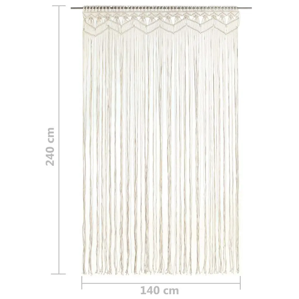Macrame String Curtain Cotton 140x240 cm Cream Room Divider