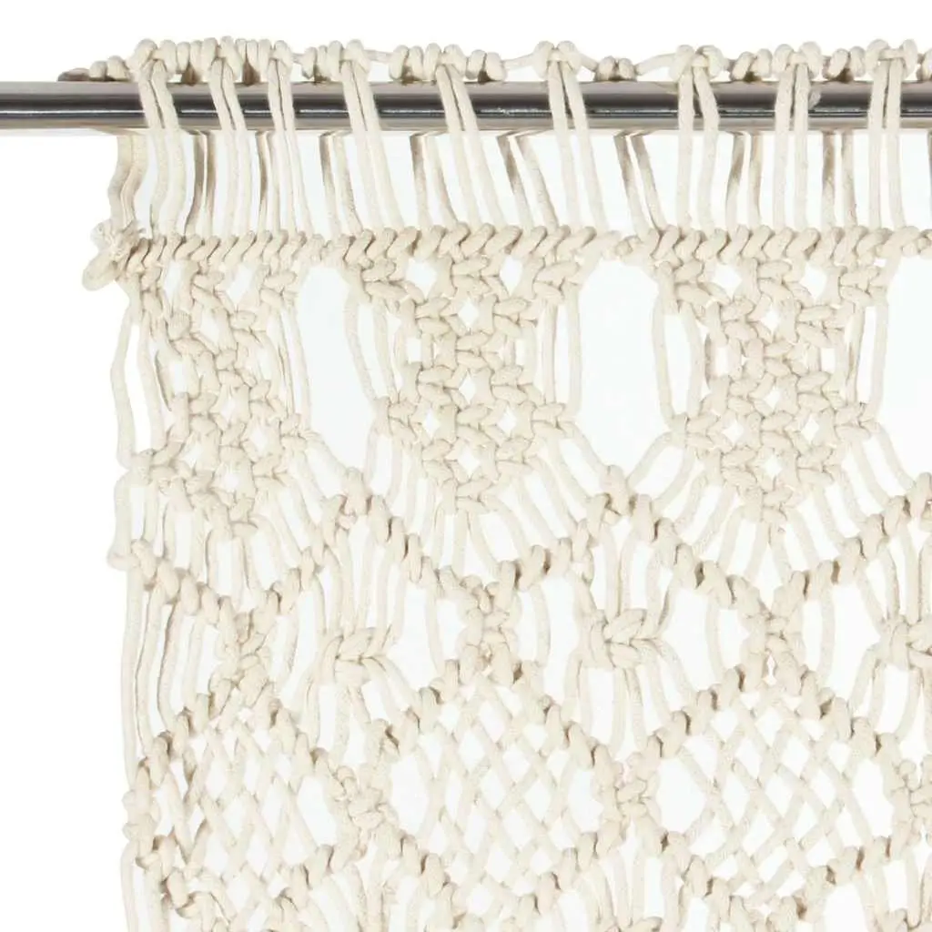 Macrame String Curtain Cotton 140x240 cm Cream Window Door Divider Decor