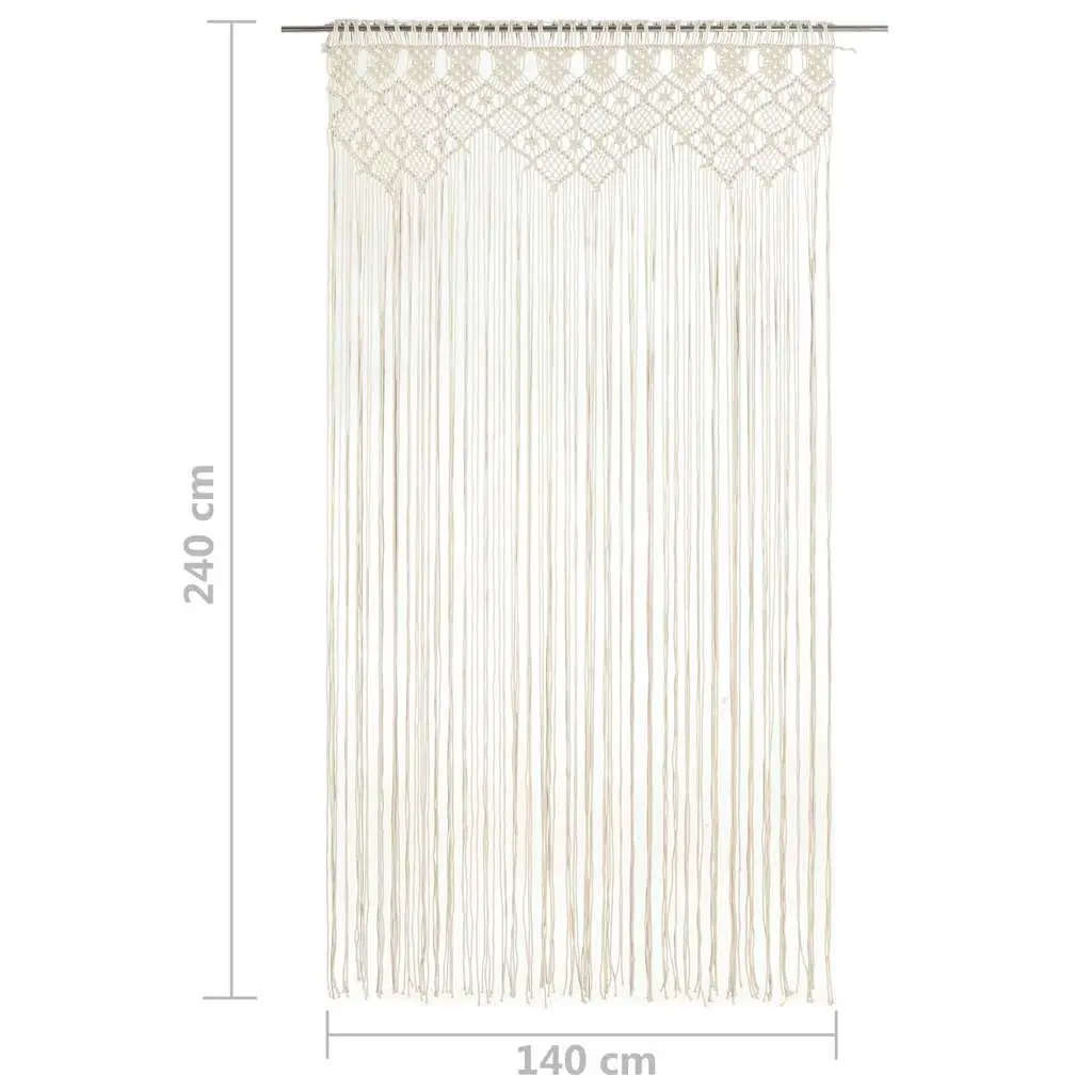 Macrame String Curtain Cotton 140x240 cm Cream Window Door Divider Decor