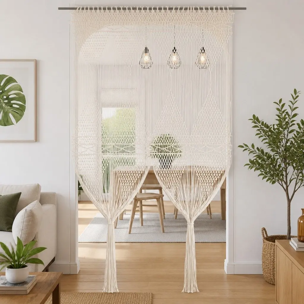 Macrame String Curtain for Doors and Windows 140x240 cm
