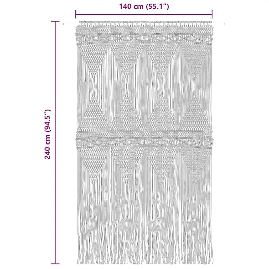 Macrame String Curtain for Doors and Windows 140x240 cm