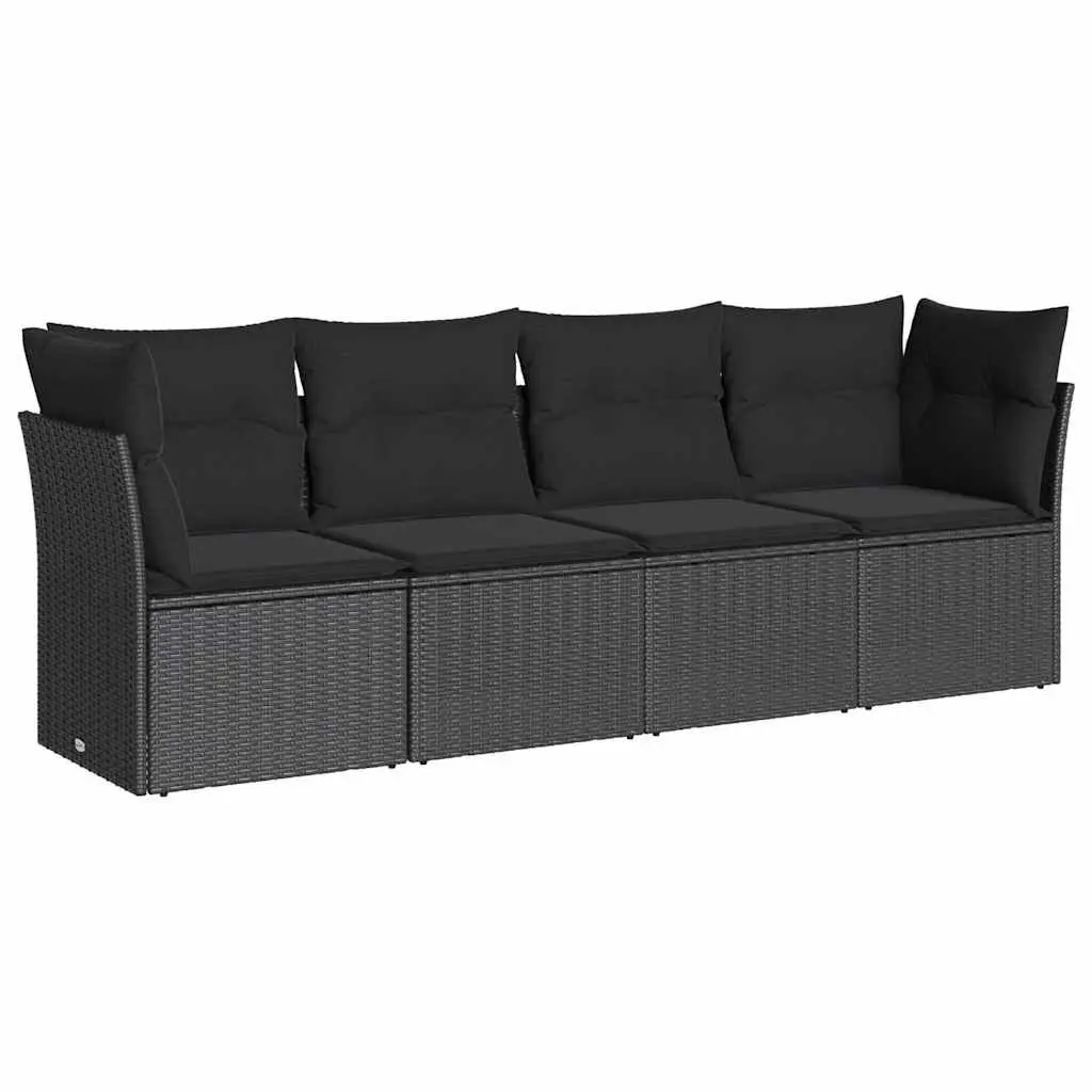 4 Piece Garden Sofa Set PE Rattan Modular Outdoor Furniture Black