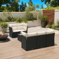 Practical 6-Piece Black Garden Sofa Set for Any Outdoor Space
