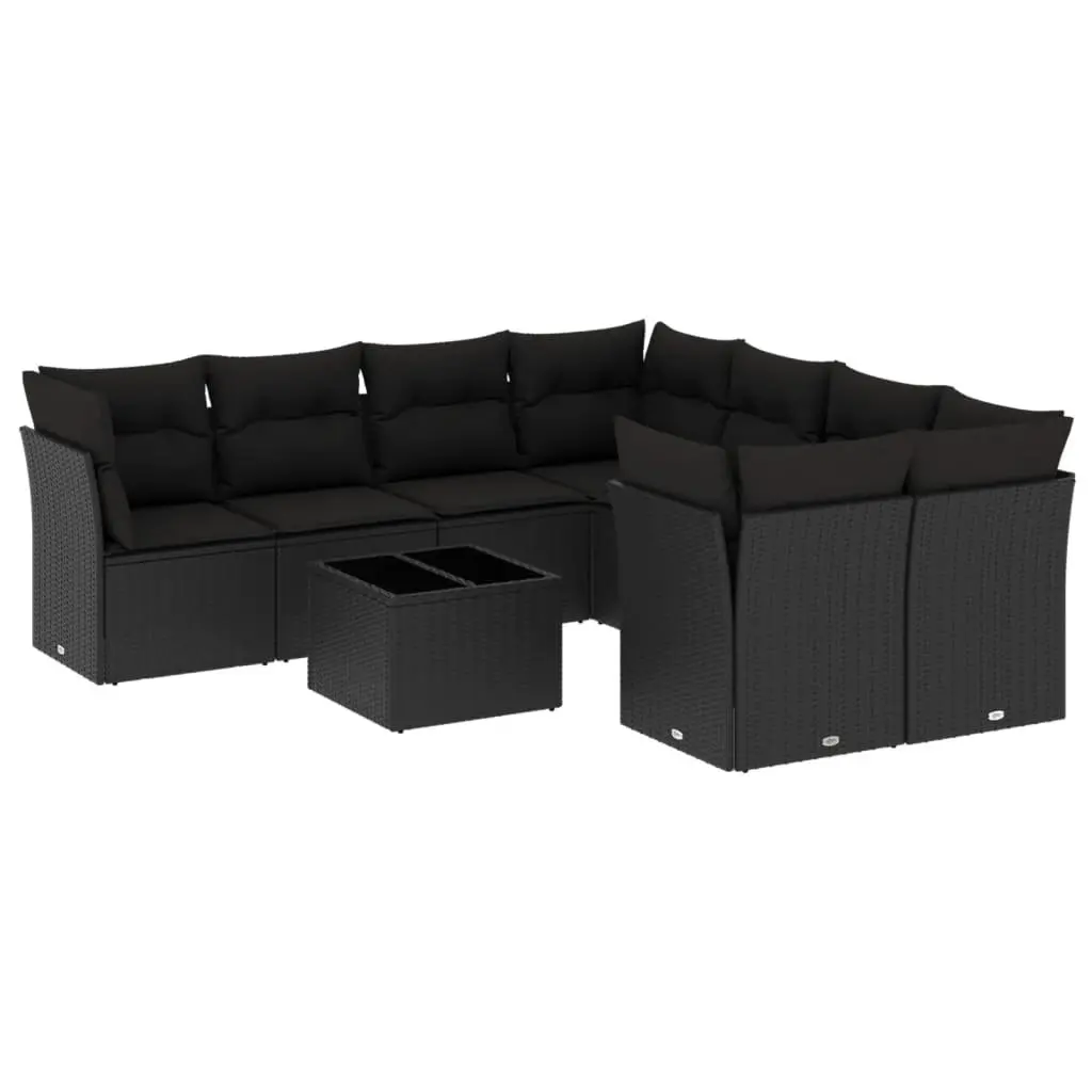 Garden Sofa Set Modular PE Rattan 9 Piece Outdoor Furniture Black
