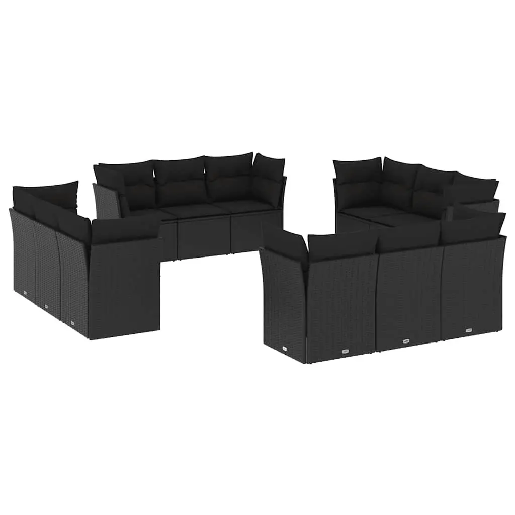 Garden Sofa Set Modular PE Rattan 12 Piece Outdoor Patio Furniture Black