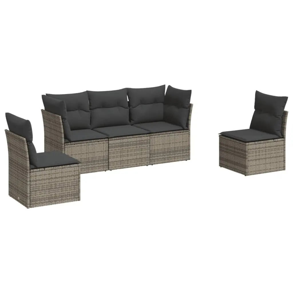 Garden Sofa Set Modular PE Rattan 5 Piece Outdoor Furniture Grey
