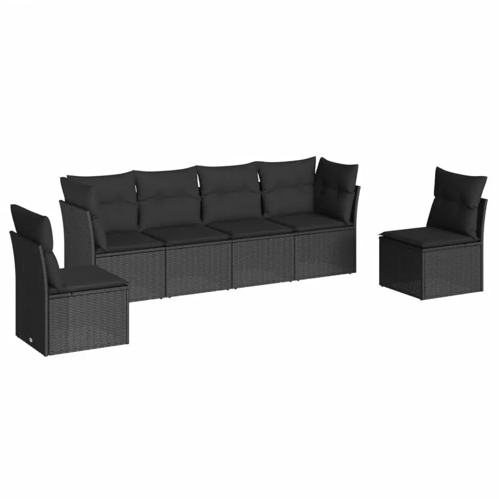 6 Piece Garden Sofa Set PE Rattan Modular Outdoor Furniture Black