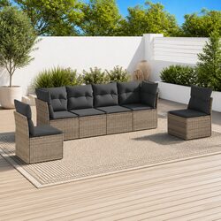 Practical 6-Piece Grey Garden Sofa Set for Your Patio
