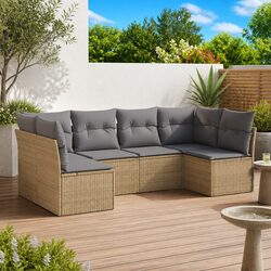 Practical 6-Piece Garden Sofa Set in Beige with Storage