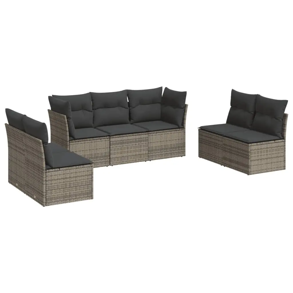 Garden Sofa Set 7 Piece Outdoor Furniture Patio Rattan Lounge with Cushions Grey