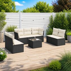 8-Piece Black Outdoor Sofa Set for Patios and Terraces