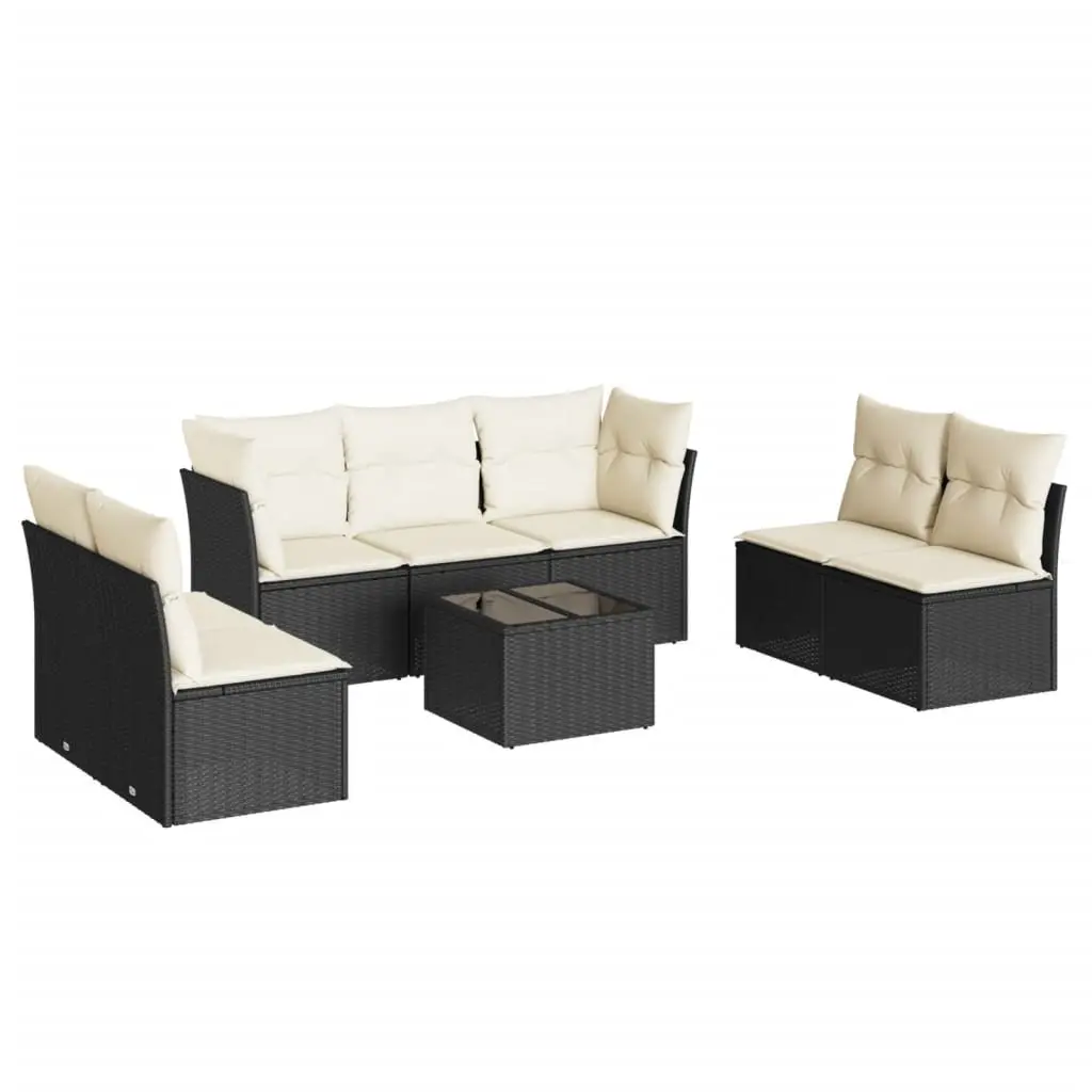 Garden Sofa Set Modular PE Rattan 8 Piece Outdoor Furniture Black