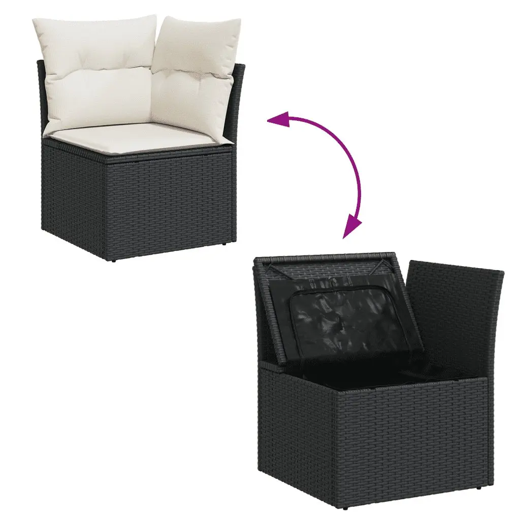 Garden Sofa Set Modular PE Rattan 8 Piece Outdoor Furniture Black