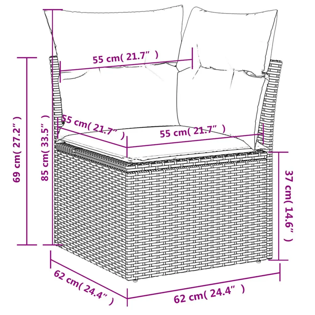 Garden Sofa Set PE Poly Rattan 7 Piece Outdoor Furniture Beige Patio Seating