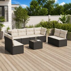Garden Sofa Set 9 Piece Outdoor Furniture Patio Lounge with Storage Cushions