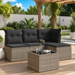 Practical 5 Piece Grey Rattan Garden Sofa Set for Your Patio