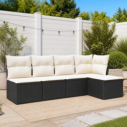 Functional Rattan Sectional Sofa Set - 5 Pieces with Cushions