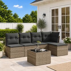 Versatile 6 Piece Grey Garden Sofa Set