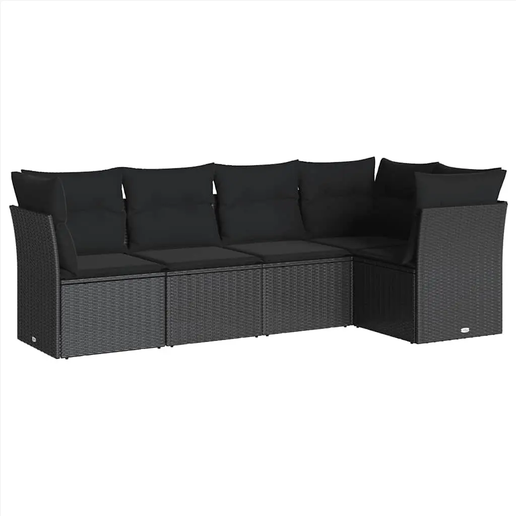 Garden Sofa Set 5 Piece Outdoor Furniture Patio Lounge Black Poly Rattan Modular