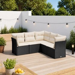 Garden Sofa Set 5 Piece Outdoor Furniture Black Poly Rattan Patio Lounge Modular