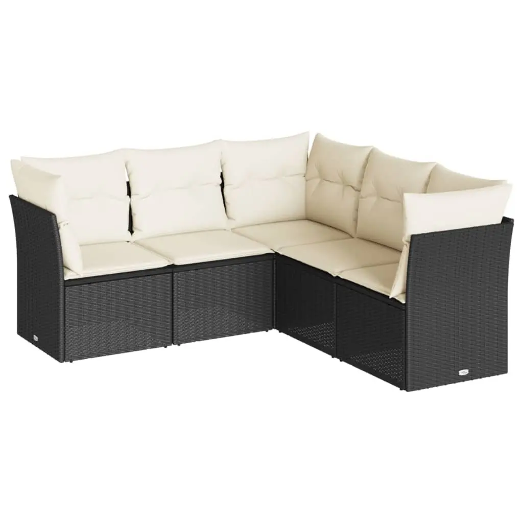Garden Sofa Set Modular PE Rattan 5 Piece Outdoor Furniture Black