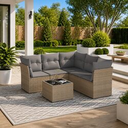 Practical 6 Piece Garden Sofa Set for Outdoor Use