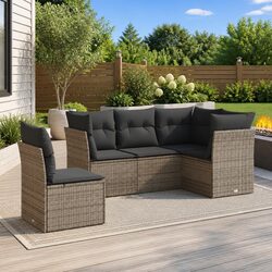 Practical 5-Piece Grey Garden Sofa Set for Outdoor Use