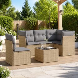 6-Piece Beige Garden Sofa Set - Outdoor Comfort Solution