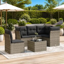 Practical 6 Piece Grey Garden Sofa Set for Any Space