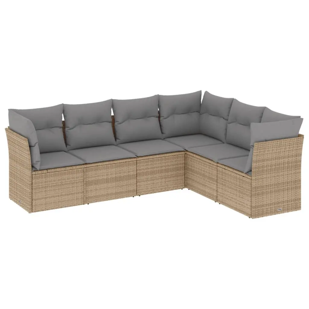 Outdoor Furniture Sofa Set Modular 6 Piece Beige PE Rattan Garden Patio