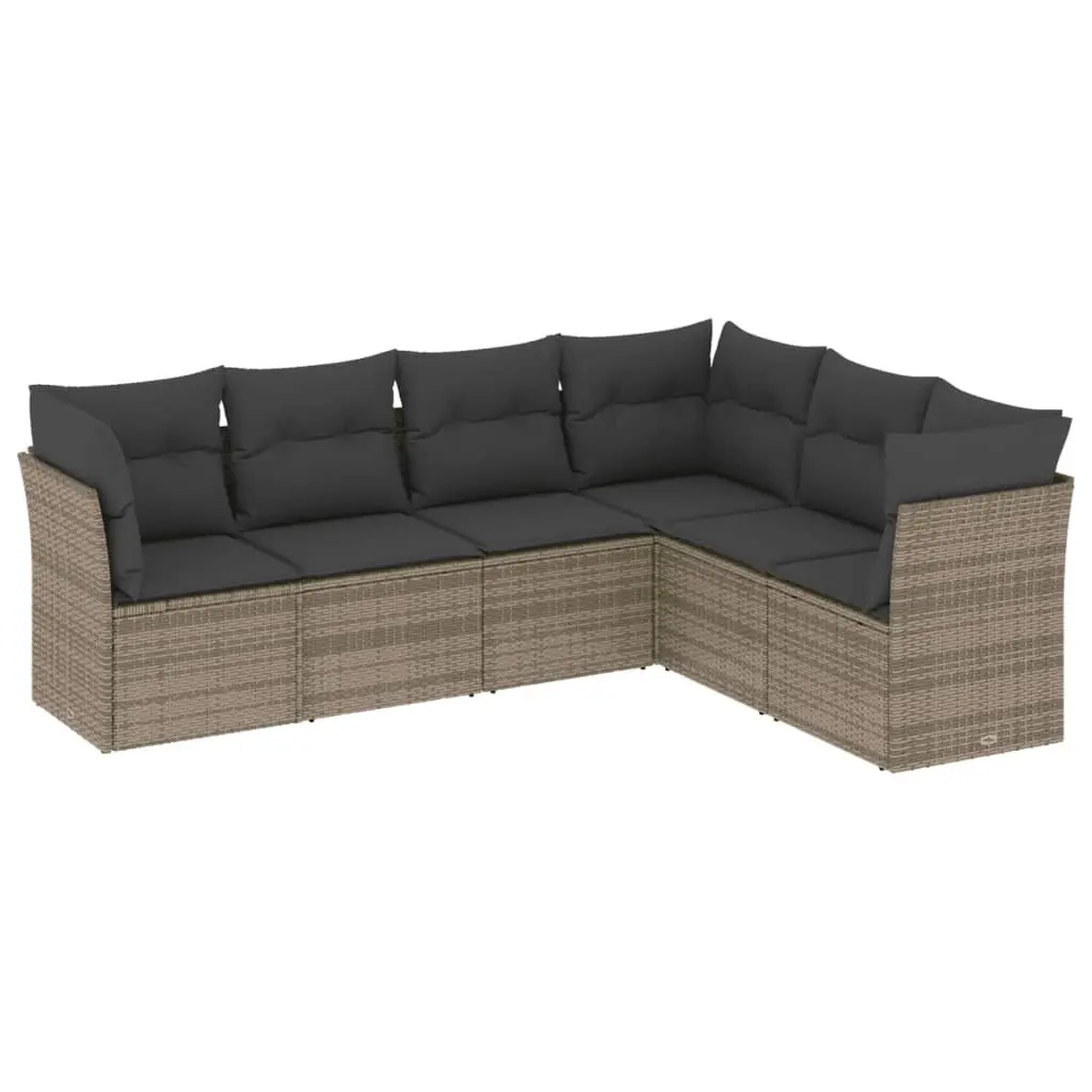 Garden Sofa Set Modular PE Rattan 6 Piece Outdoor Furniture Grey