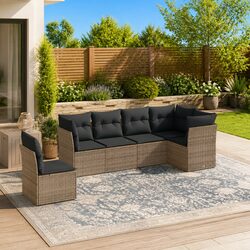 6-Piece Grey Outdoor Sofa Set with Storage Options