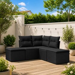 Functional Black Rattan Outdoor Sofa Set for Any Patio