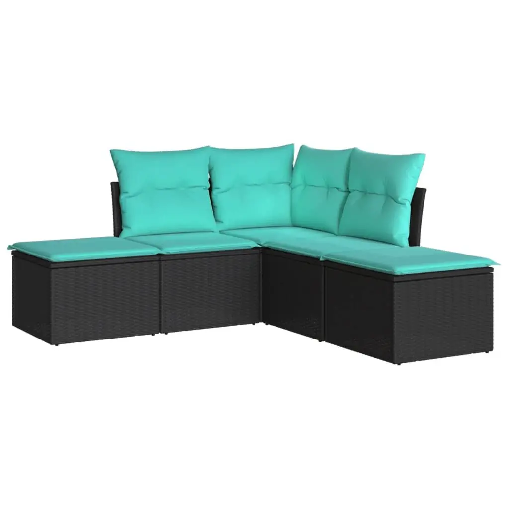 Garden Sofa Set 5 Piece Outdoor Furniture Patio Seating Black Poly Rattan with