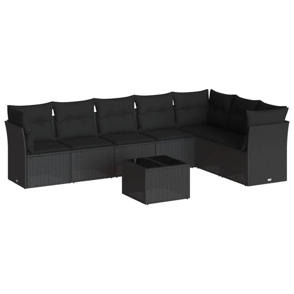 Garden Sofa Set 8 Piece Modular Outdoor Furniture Black PE Rattan