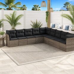 Garden Sofa Set 9 Piece Outdoor Furniture Patio Lounge with Storage Cushions