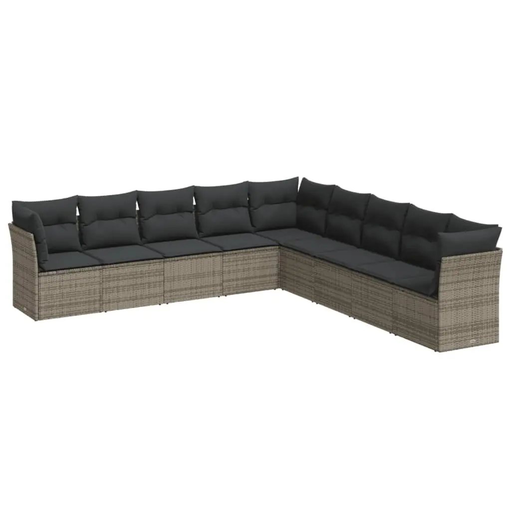 Garden Sofa Set PE Rattan 9 Piece Modular Outdoor Furniture Grey