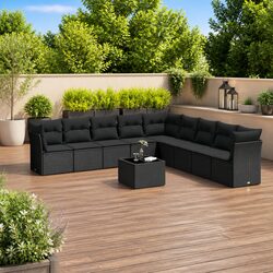 Practical 10-Piece Black Sofa Set for Your Outdoor Area