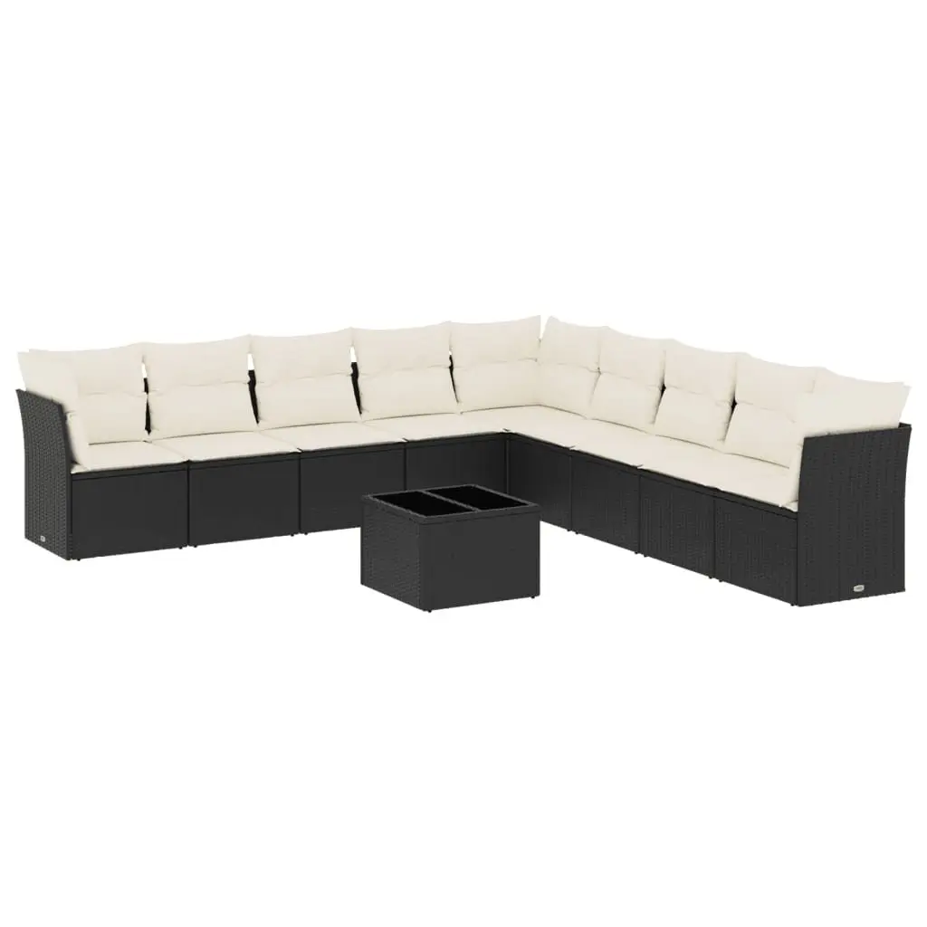 Garden Sofa Set Modular PE Rattan 10 Piece Outdoor Furniture Black